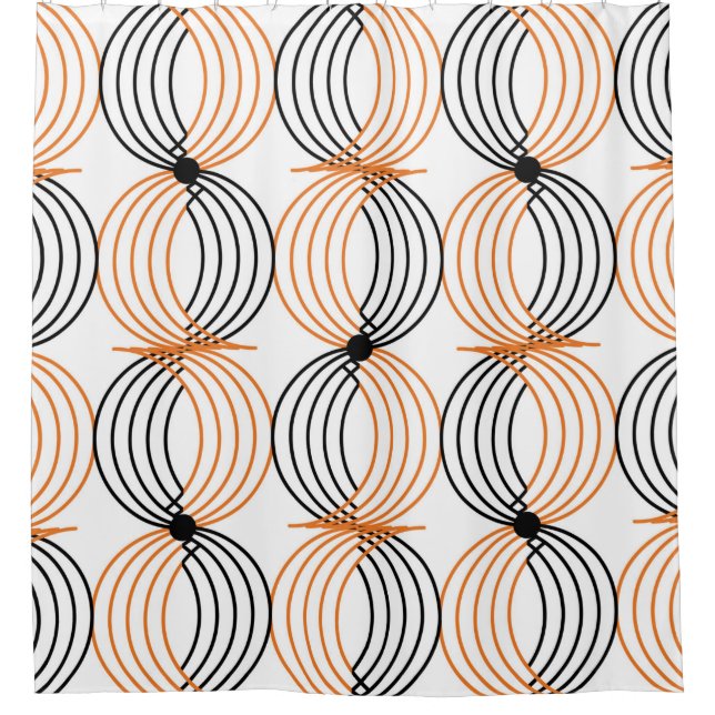 Seamless geometric pattern with wavy lines shower curtain (Front)