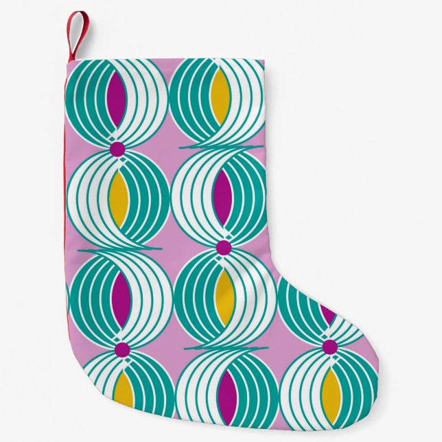 Seamless geometric pattern with wavy lines small christmas stocking (Front)