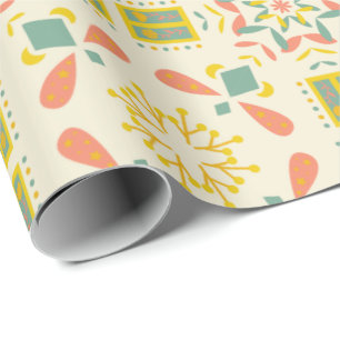 Seamless geometric pattern with yellow, pink wrapping paper