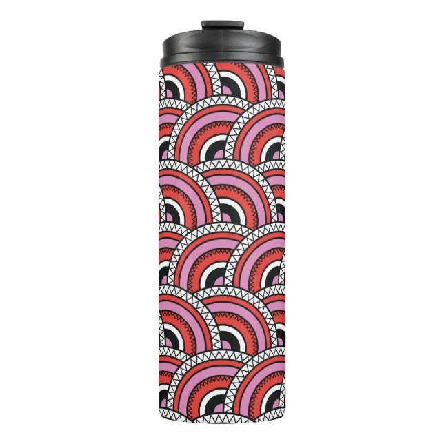 seamless geometric retro pattern thermal tumbler (Front)