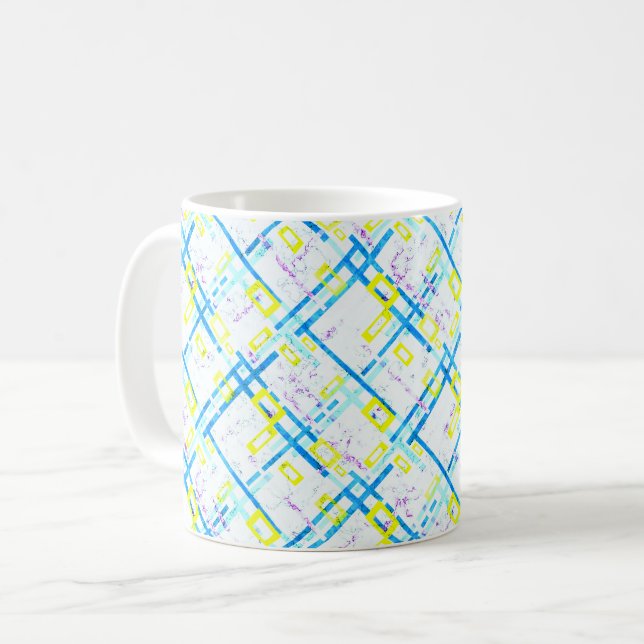 Seamless geometrical bright colours rectangular sh coffee mug (Front Left)