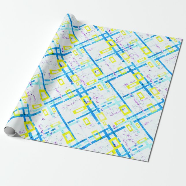 Seamless geometrical bright colours rectangular sh wrapping paper (Unrolled)