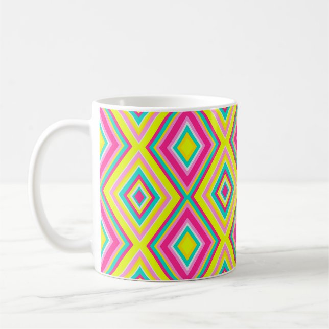 Seamless geometrical modern shapes triangles brigh coffee mug (Left)
