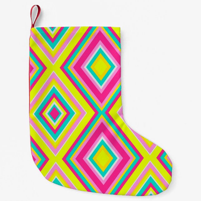 Seamless geometrical modern shapes triangles brigh small christmas stocking (Front)