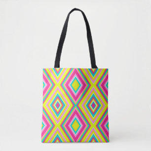 Seamless geometrical modern shapes triangles brigh tote bag