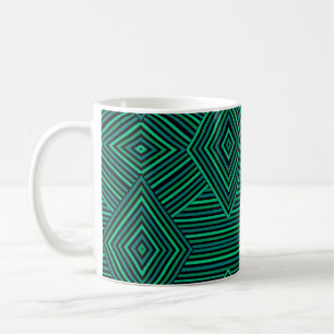 Seamless geometrical shape rhombus lines green bla coffee mug