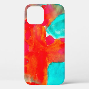 Seamless giraffe,  blue,  orange watercolor artist iPhone 12 case