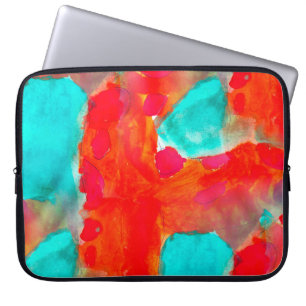 Seamless giraffe,  blue,  orange watercolor artist laptop sleeve