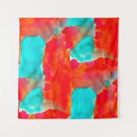 Seamless giraffe, blue, orange watercolor artist