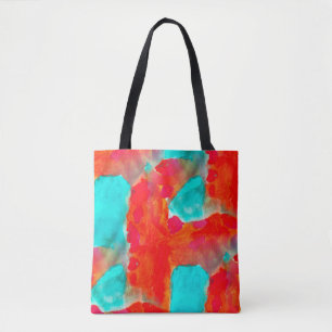Seamless giraffe, blue, orange watercolor artist tote bag