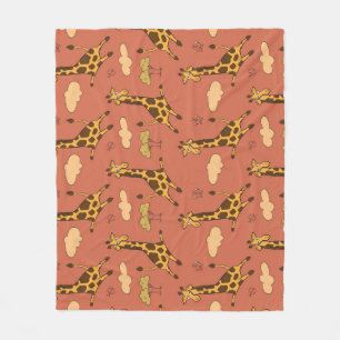 Seamless Giraffe Pattern Vintage Illustration Fleece Blanket