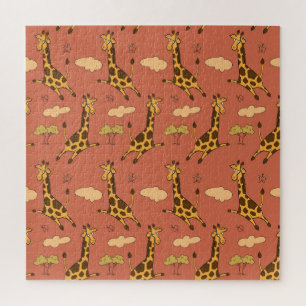 Seamless Giraffe Pattern Vintage Illustration Jigsaw Puzzle