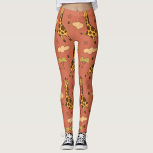 Seamless Giraffe Pattern Vintage Illustration Leggings