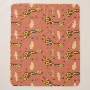 Seamless Giraffe Pattern Vintage Illustration Sherpa Blanket