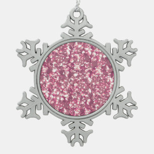 Seamless glitter sequins sparkle pink pattern circ snowflake pewter christmas ornament