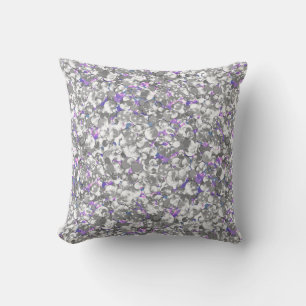 Seamless glitter sequins sparkle silver violet pat cushion