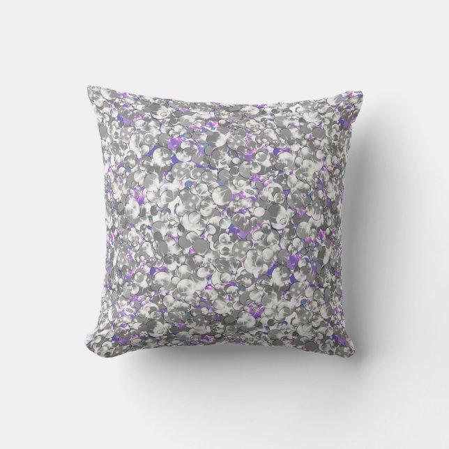 Seamless glitter sequins sparkle silver violet pat cushion (Front)