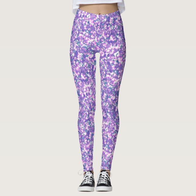Seamless glitter sparkles sequins shimmers silver leggings (Front)