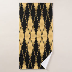 Seamless gold and black shapes pattern bath towel