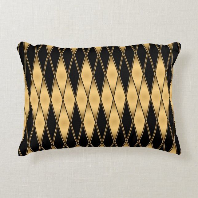 Seamless gold and black shapes pattern decorative cushion (Front)