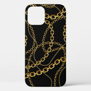 Seamless golden chain, elegant pattern. iPhone 12 case