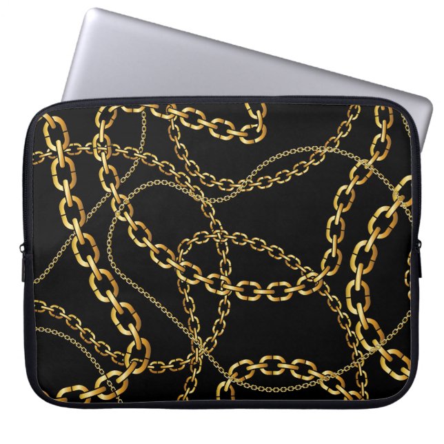 Seamless golden chain, elegant pattern. laptop sleeve (Front)