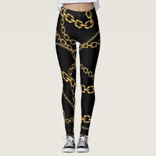 Seamless golden chain, elegant pattern. leggings