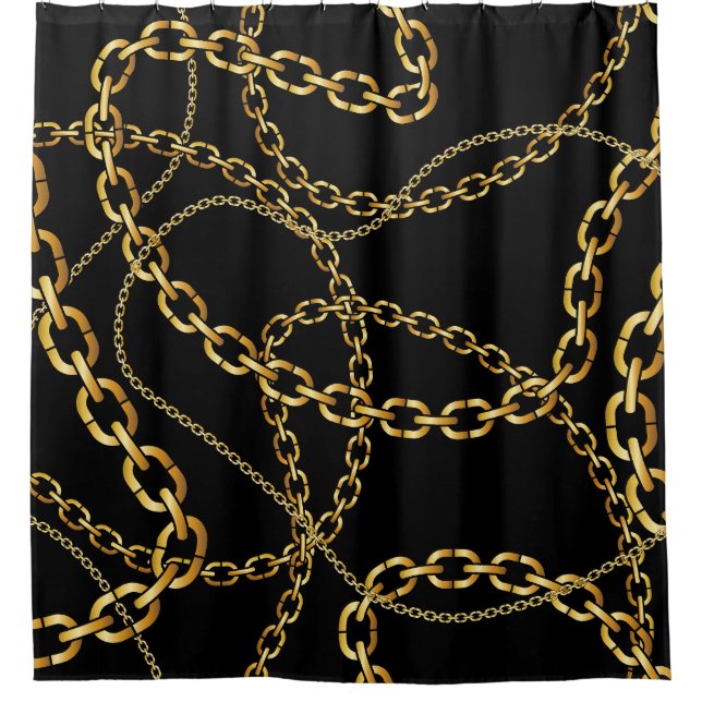 Seamless golden chain, elegant pattern. shower curtain (Front)