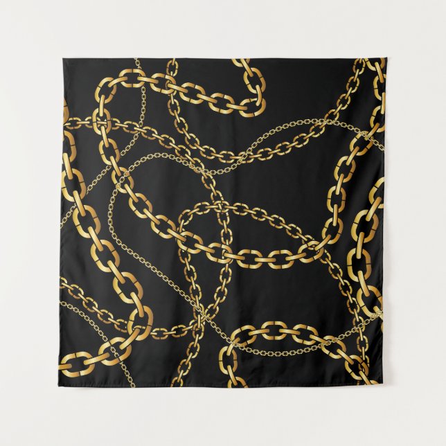 Seamless golden chain, elegant pattern. tapestry (Front)