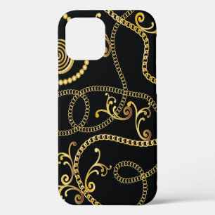 Seamless golden chain pattern fashion, Illustrati iPhone 12 Case