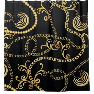 Seamless golden chain pattern fashion, Illustrati Shower Curtain