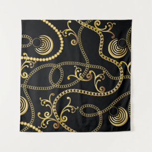 Seamless golden chain pattern fashion,  Illustrati Tapestry