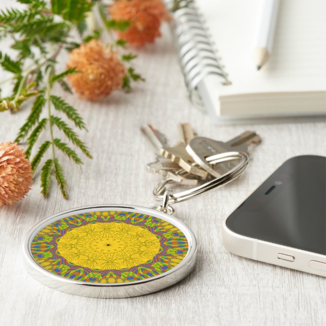 Seamless Golden ornamental. Key Ring (Side)