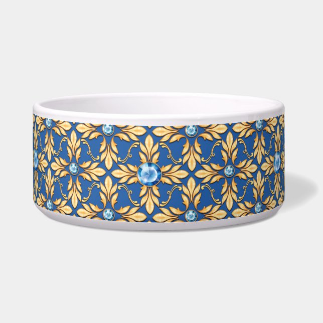 Seamless golden pattern with blue gems 1 (Front)
