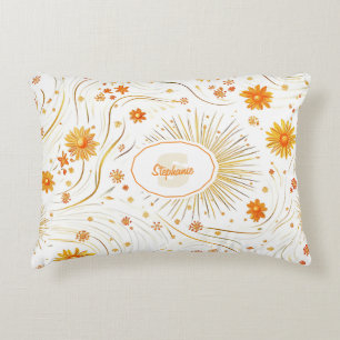 Seamless Golden Sun & Rays - with Abstract Star Decorative Cushion