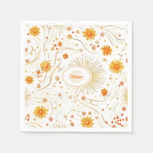 Seamless Golden Sun & Rays - with Abstract Star Napkin