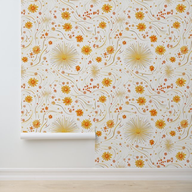 Seamless Golden Sun & Rays - with Abstract Star Wallpaper (Application)