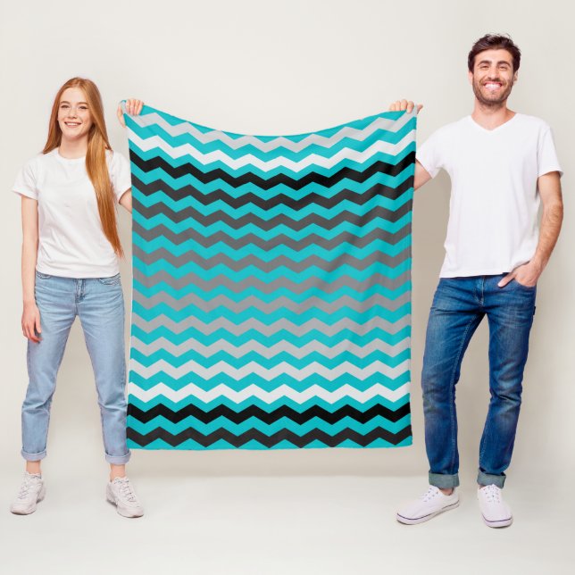 Seamless Gradient Chevron Pattern on Turquoise Fleece Blanket (In Situ)