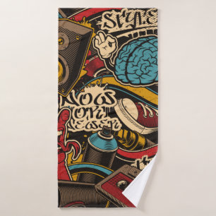 Seamless Graffiti background. Colourful seamless p Bath Towel