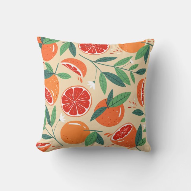 Seamless grapefruit pattern. Modern design. Vintag Cushion (Front)
