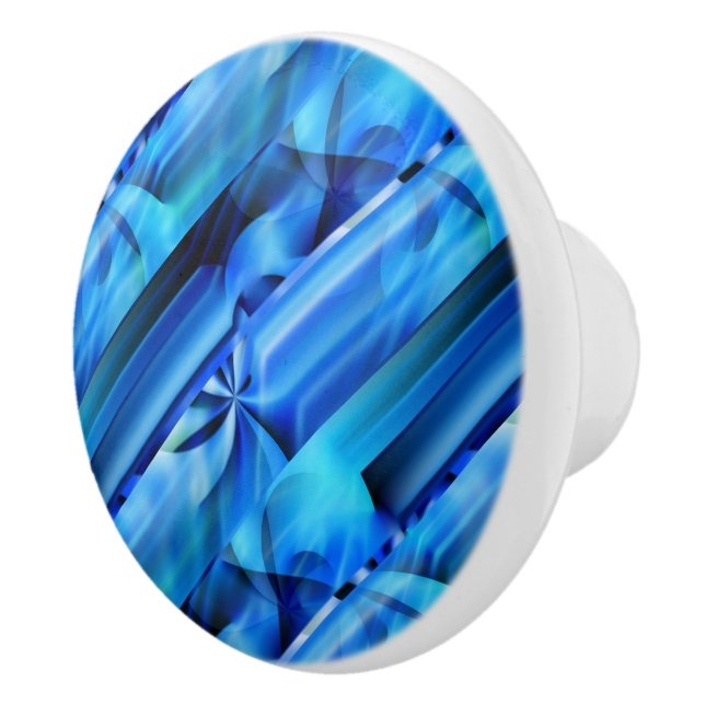 Seamless Graphic Design - blue black I Ceramic Knob (Right)