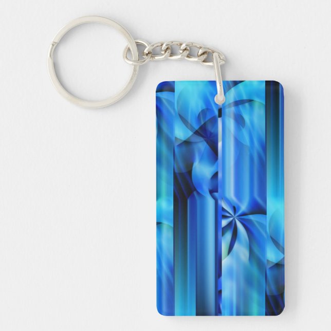 Seamless Graphic Design - blue black I Key Ring (Front)