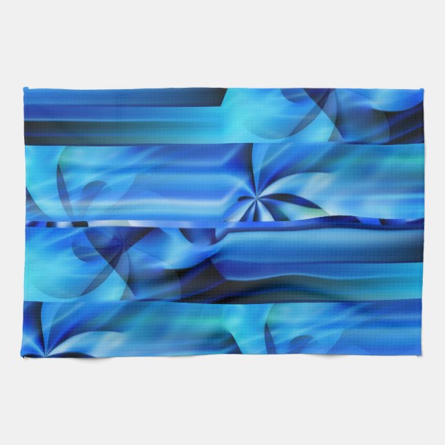 Seamless Graphic Design - blue black I Tea Towel (Horizontal)