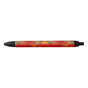 Seamless Graphic Design - red orange I Black Ink Pen