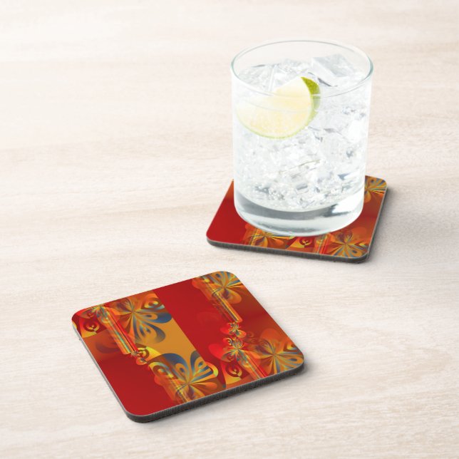 Seamless Graphic Design - red orange I Coaster (Right Side)