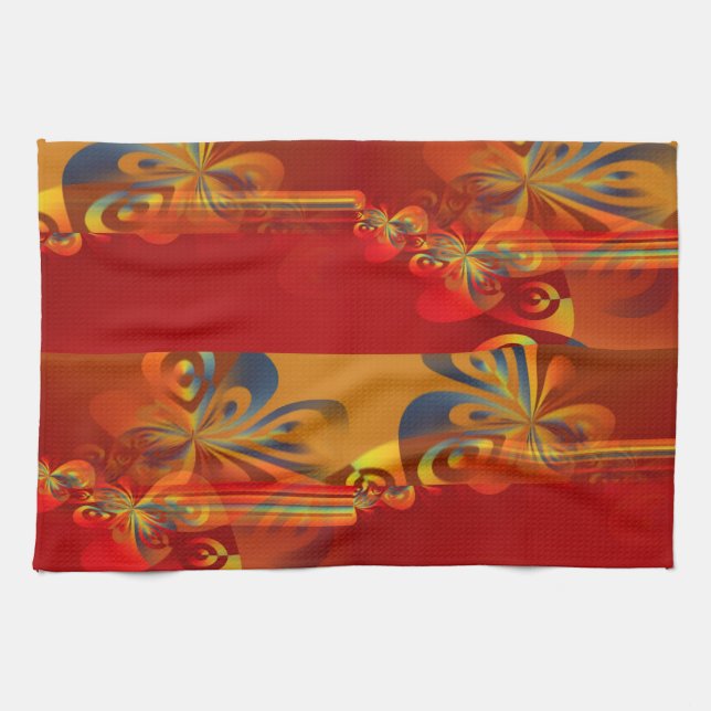 Seamless Graphic Design - red orange I Tea Towel (Horizontal)