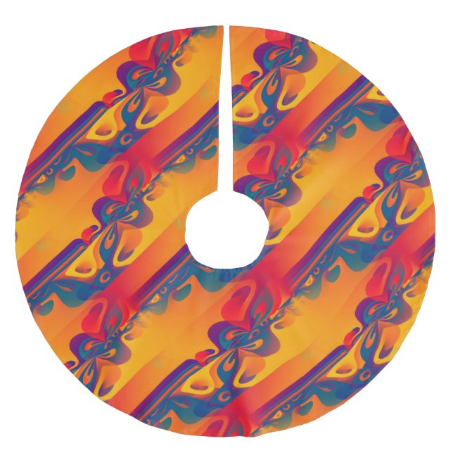 Seamless Graphic Design - yellow red I Brushed Polyester Tree Skirt (Front)