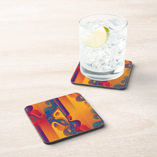 Seamless Graphic Design - yellow red I Coaster (Right Side)