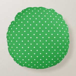 Seamless green background polka dot pattern round cushion