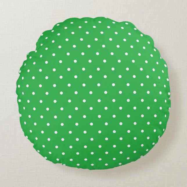 Seamless green background polka dot pattern round cushion (Front)